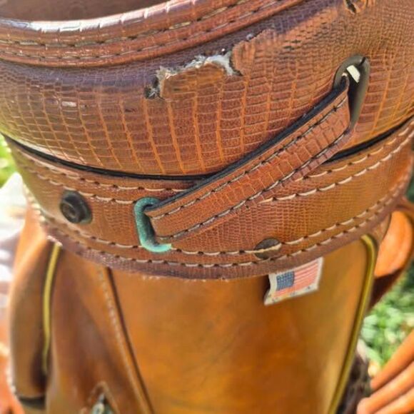 Vintage Hot-Z Brown Leather 6-Way Golf Cart Bag w/ Carry Strap - Picture 10 of 10